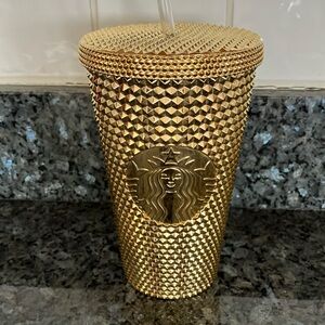 Starbucks Gold Studded Diamond 16 Ounce Tumbler, Christmas 2022